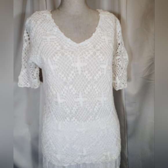 2 Pc:Crochet Vintage Maxi Skirt: St. John Bay Jeri Marque Knit Sweater, White,M - Picture 9 of 16